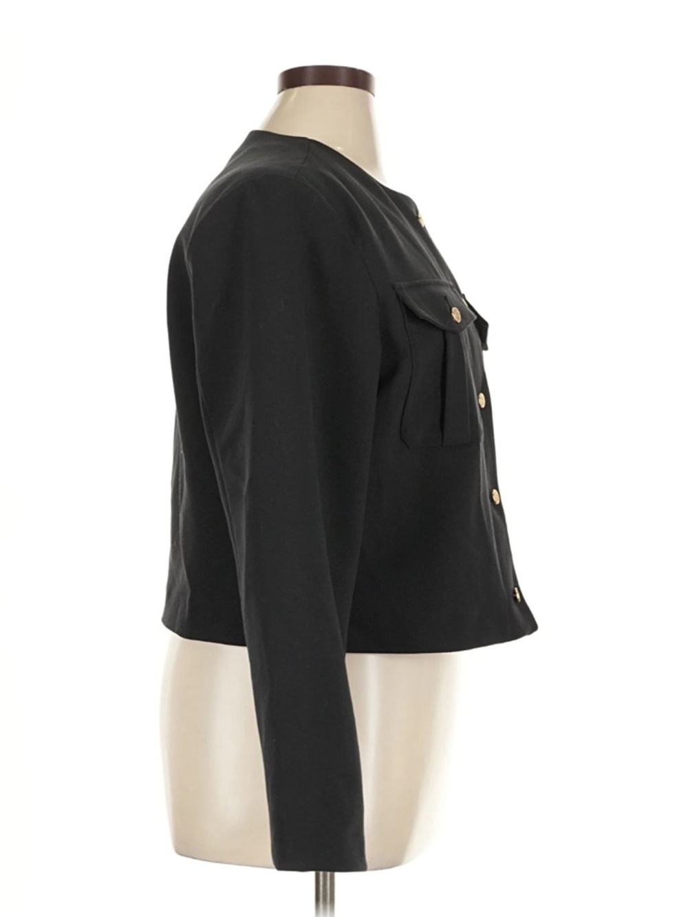 Abercrombie & Fitch Cropped Blazer Black Gold Button Jacket Structured XL NWT - Picture 4 of 7